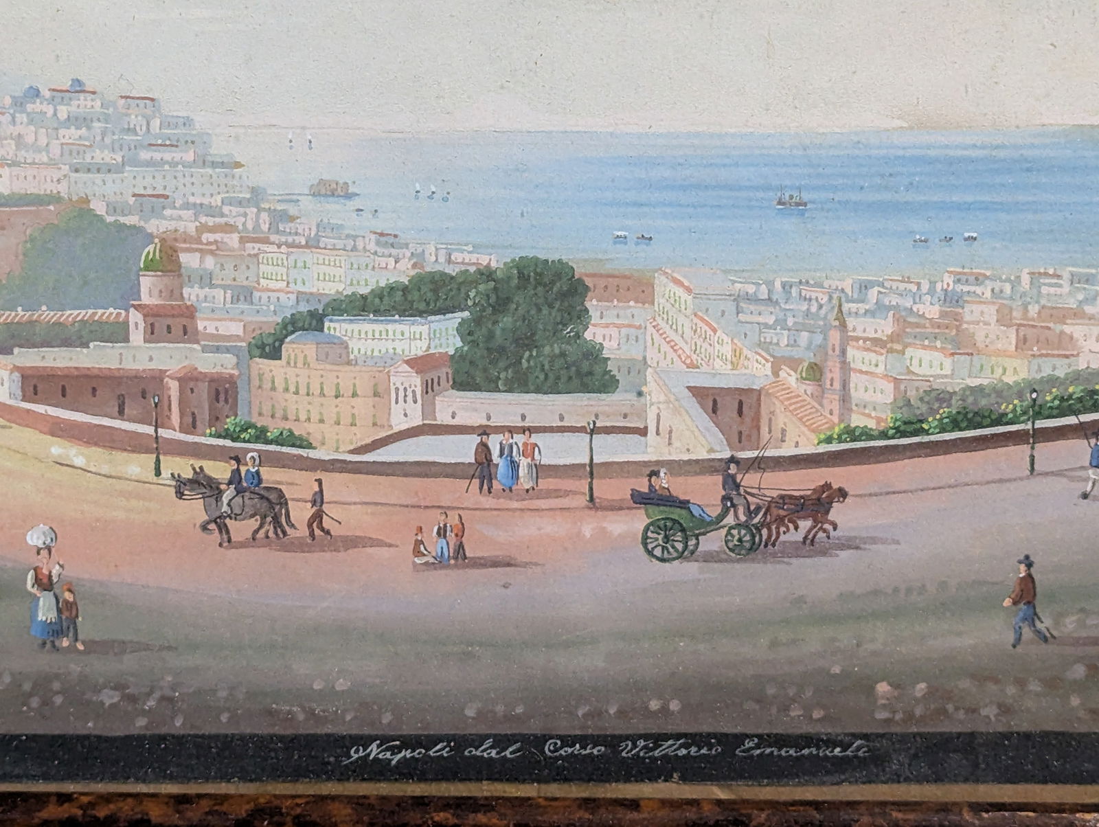 Charming Neapolitan Gouache Painting Framed Under Glass - 7