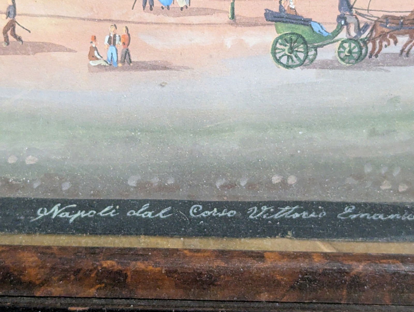 Charming Neapolitan Gouache Painting Framed Under Glass - 9