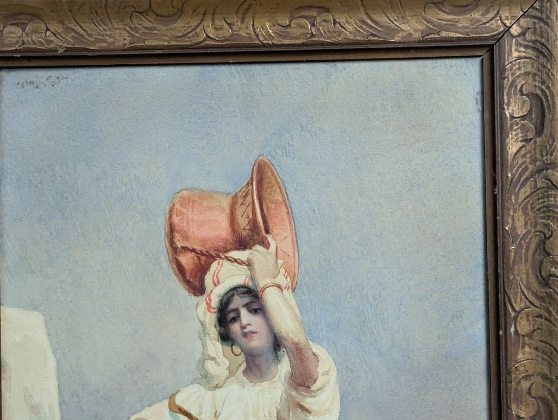 Rare E Fiorentino Watercolor Neapolitan Water Carrier Full Body Portrait - 3
