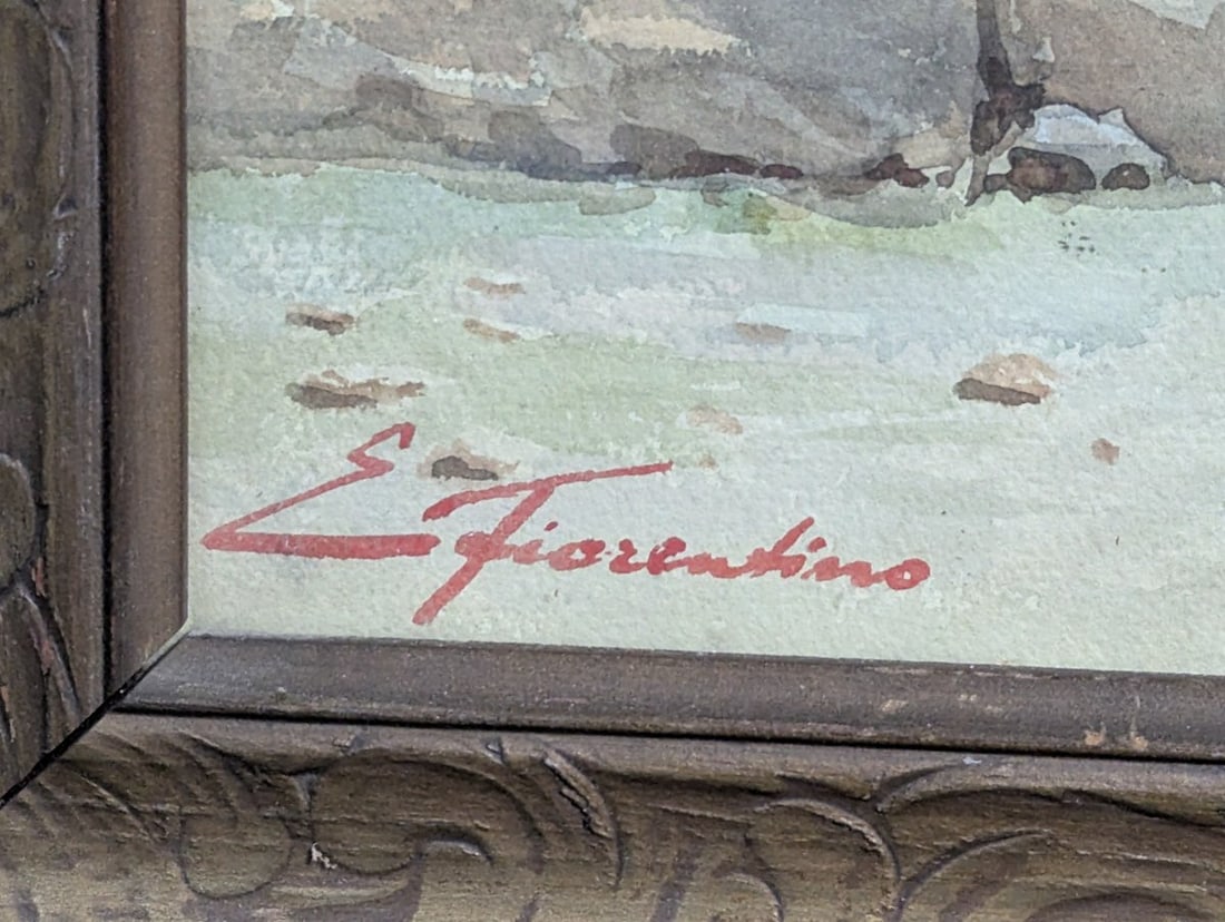 Rare E Fiorentino Watercolor Neapolitan Water Carrier Full Body Portrait - 8