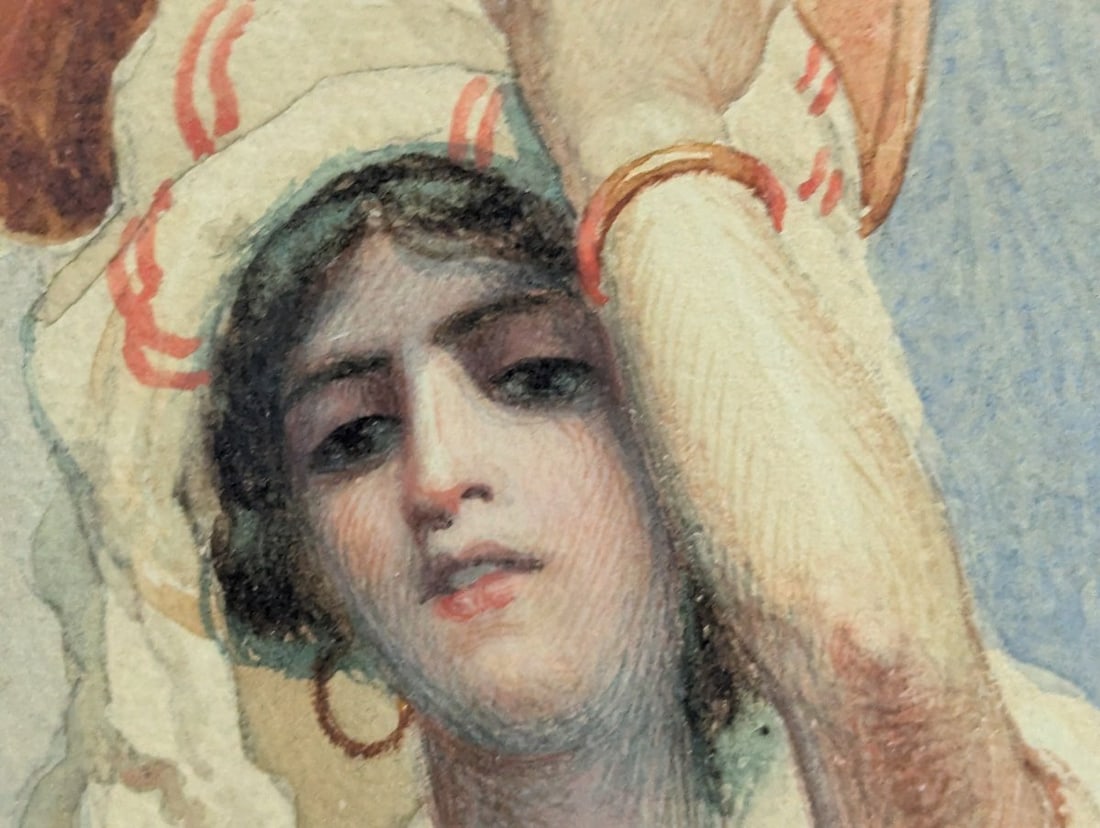 Rare E Fiorentino Watercolor Neapolitan Water Carrier Full Body Portrait - 9