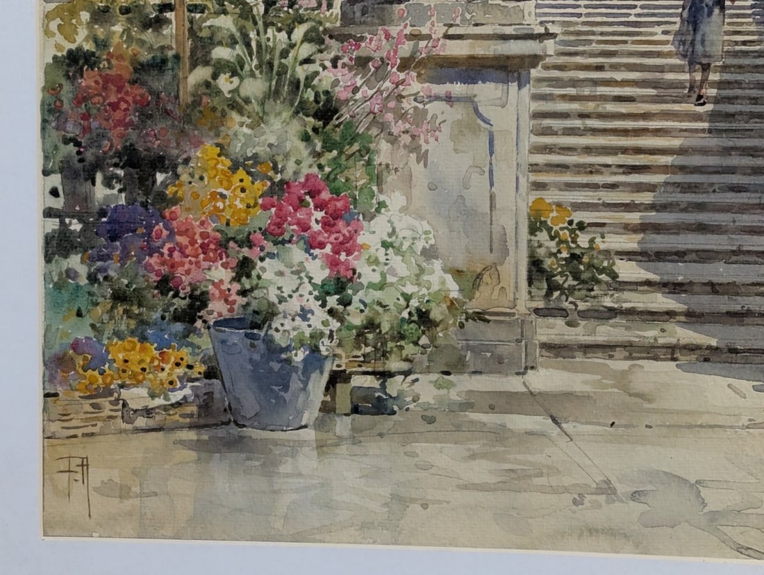 Framed Watercolor by Filippo Anivitti TrinitÃ dei Monti Italian Art - 6