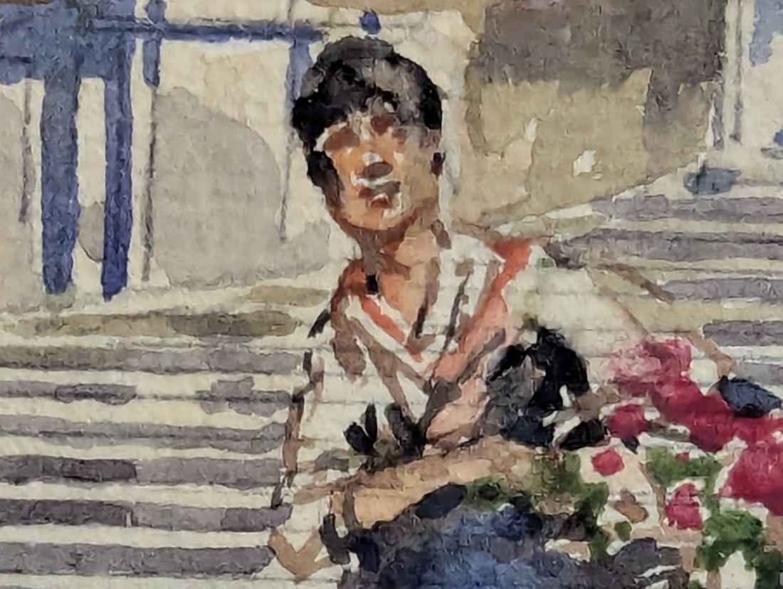 Framed Watercolor by Filippo Anivitti TrinitÃ dei Monti Italian Art - 9