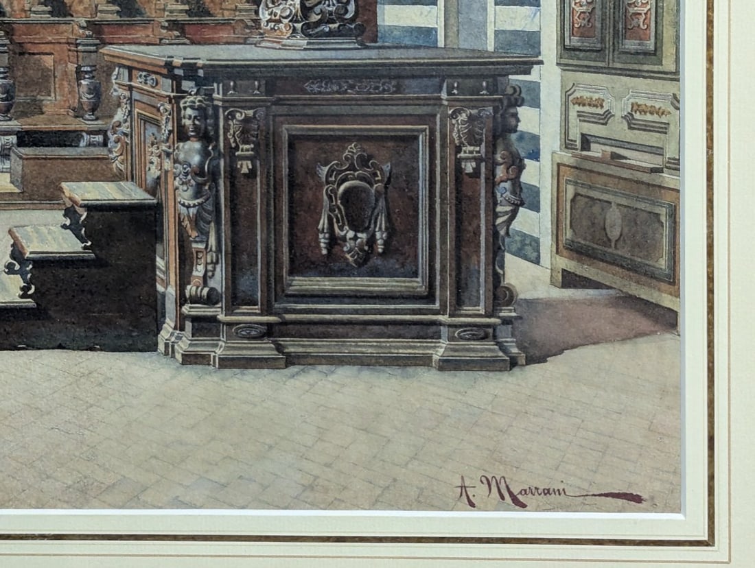 Captivating Watercolor by A. Marrani of Santa Maria Novella Choir - 10