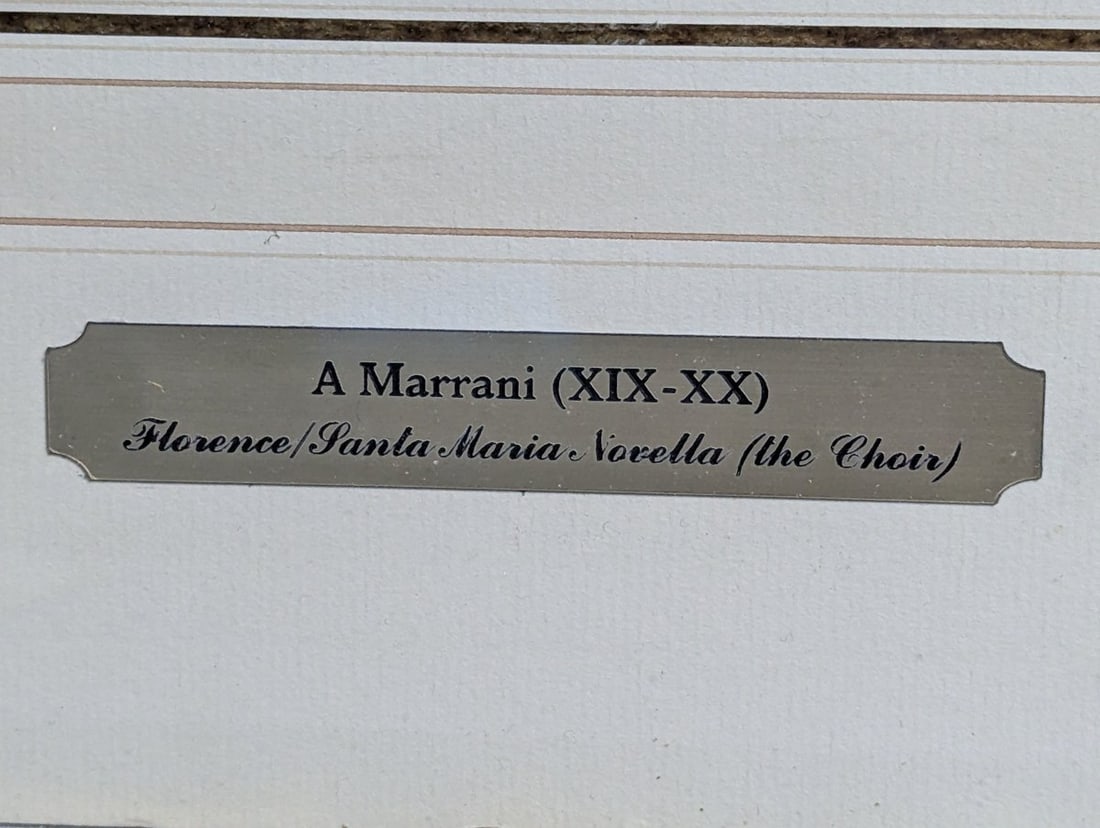 Captivating Watercolor by A. Marrani of Santa Maria Novella Choir - 12