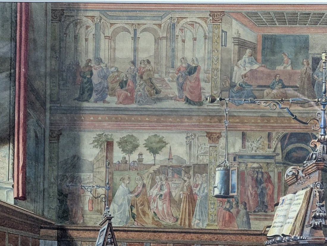 Captivating Watercolor by A. Marrani of Santa Maria Novella Choir - 3