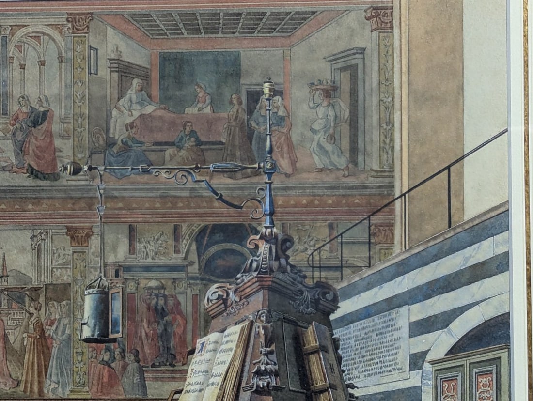 Captivating Watercolor by A. Marrani of Santa Maria Novella Choir - 4