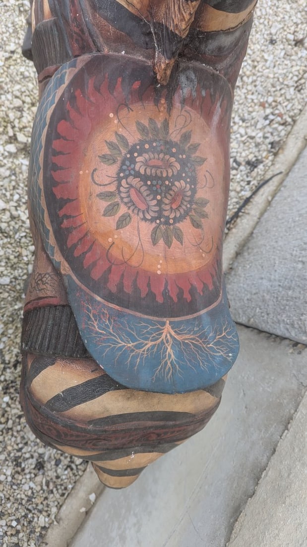 Large Hand-Carved Painted Wooden Carousel Zebra Sculpture - 5