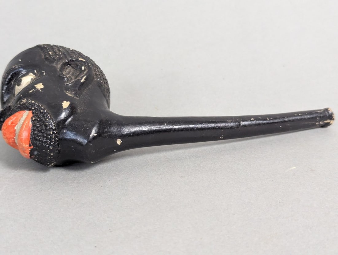 Rare 19th Century Painted Blackamoor Nubian Clay Pipe Collectible - 5