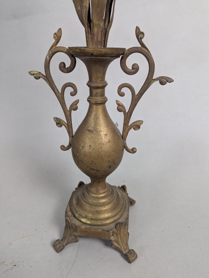 Antique Brass Floral Candelabra Decorative Vintage Stately Home Accent - 5