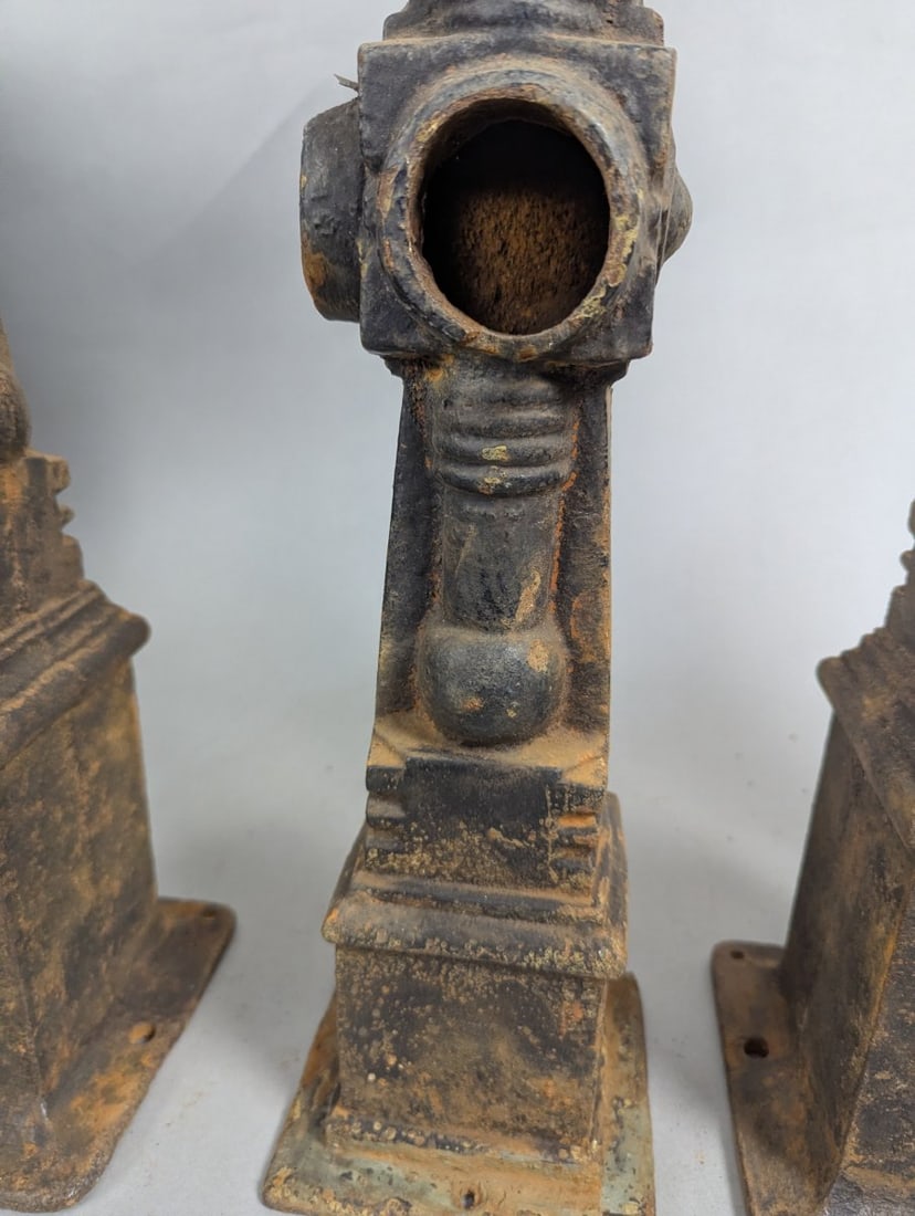 Set of 4 Victorian Cast Iron Newel Posts Architectural Salvage Garden Decor - 4