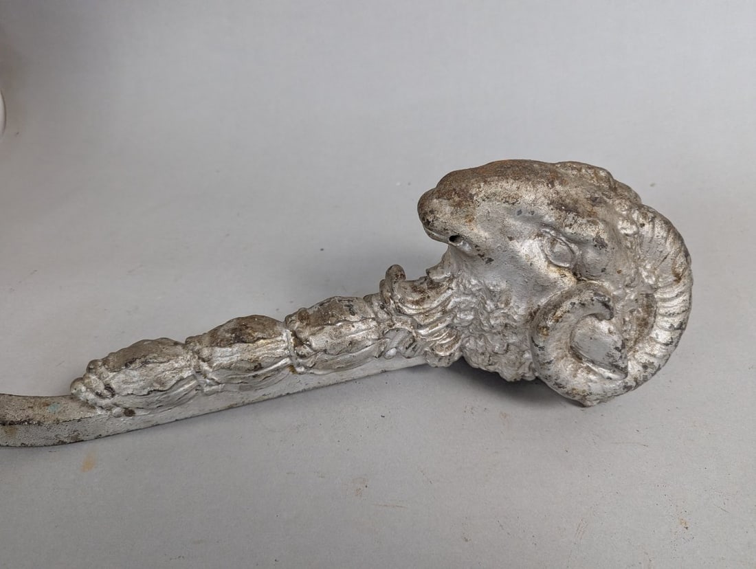 Antique Cast Iron Rams Head Unique Decorative Element - 4