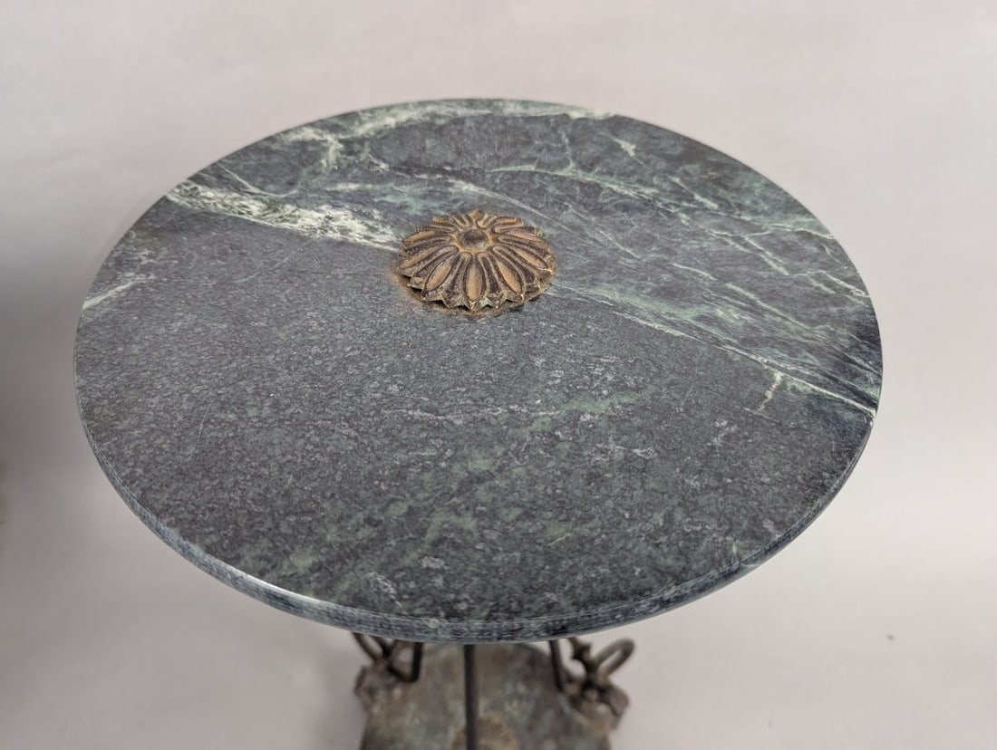Antique Bronze Marble Gueridon Table Neo-Classical Pompeian Revival - 2