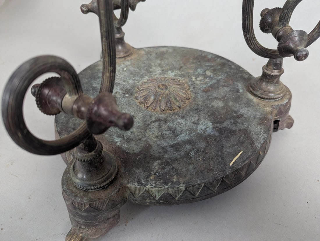 Antique Bronze Marble Gueridon Table Neo-Classical Pompeian Revival - 4