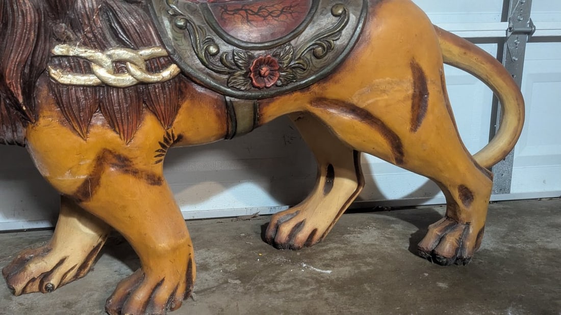 Antique Hand Painted Carousel Lion Figure with Matching Animals - 10