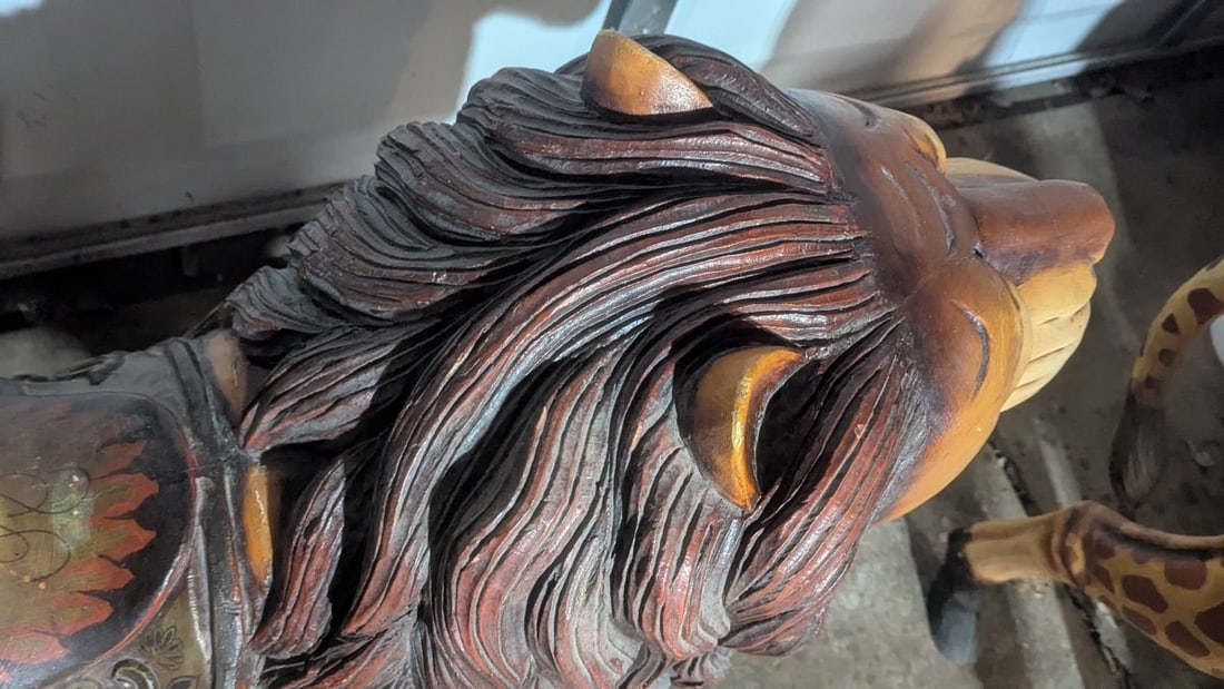 Antique Hand Painted Carousel Lion Figure with Matching Animals - 4