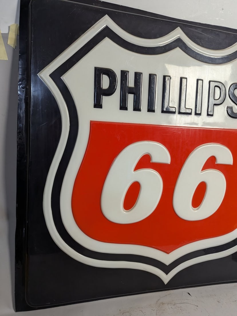 Vintage Phillips 66 Embossed Sign Iconic Petroliana Collectible Display - 2