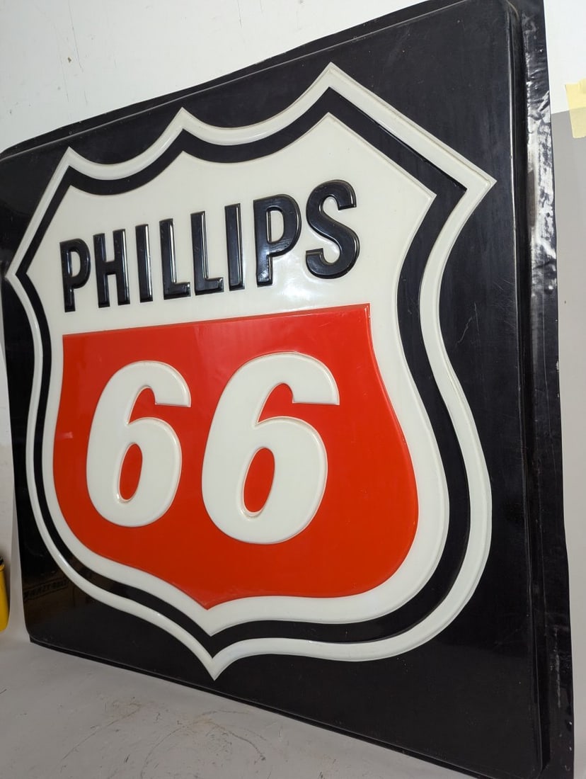 Vintage Phillips 66 Embossed Sign Iconic Petroliana Collectible Display - 4