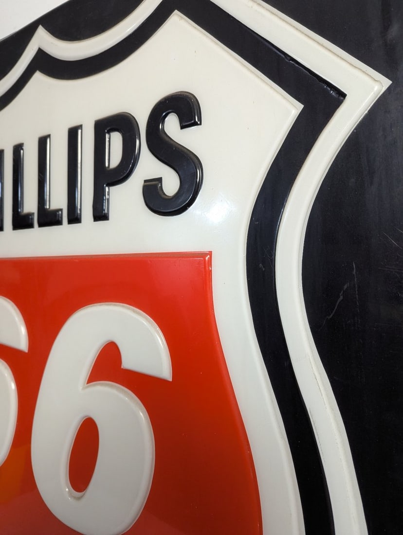 Vintage Phillips 66 Embossed Sign Iconic Petroliana Collectible Display - 5