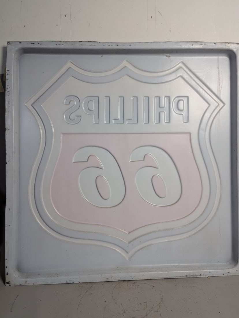 Vintage Phillips 66 Embossed Sign Iconic Petroliana Collectible Display - 6