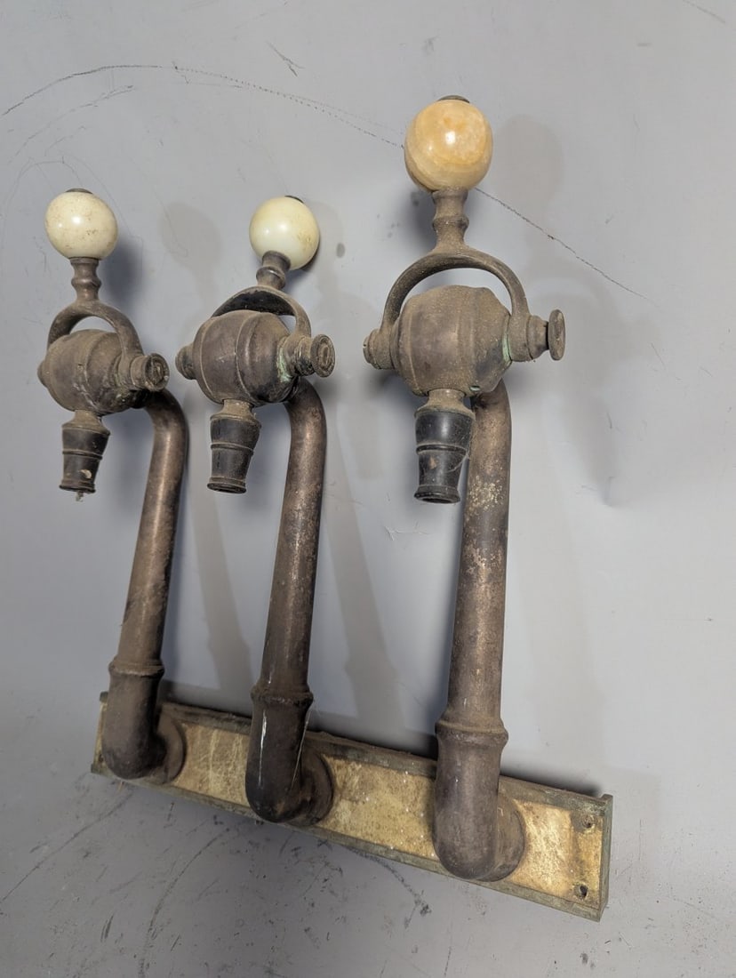 Historic Antique Ice Cream Parlor Tap Set 3 Taps Soda Fountain Dispenser - 2
