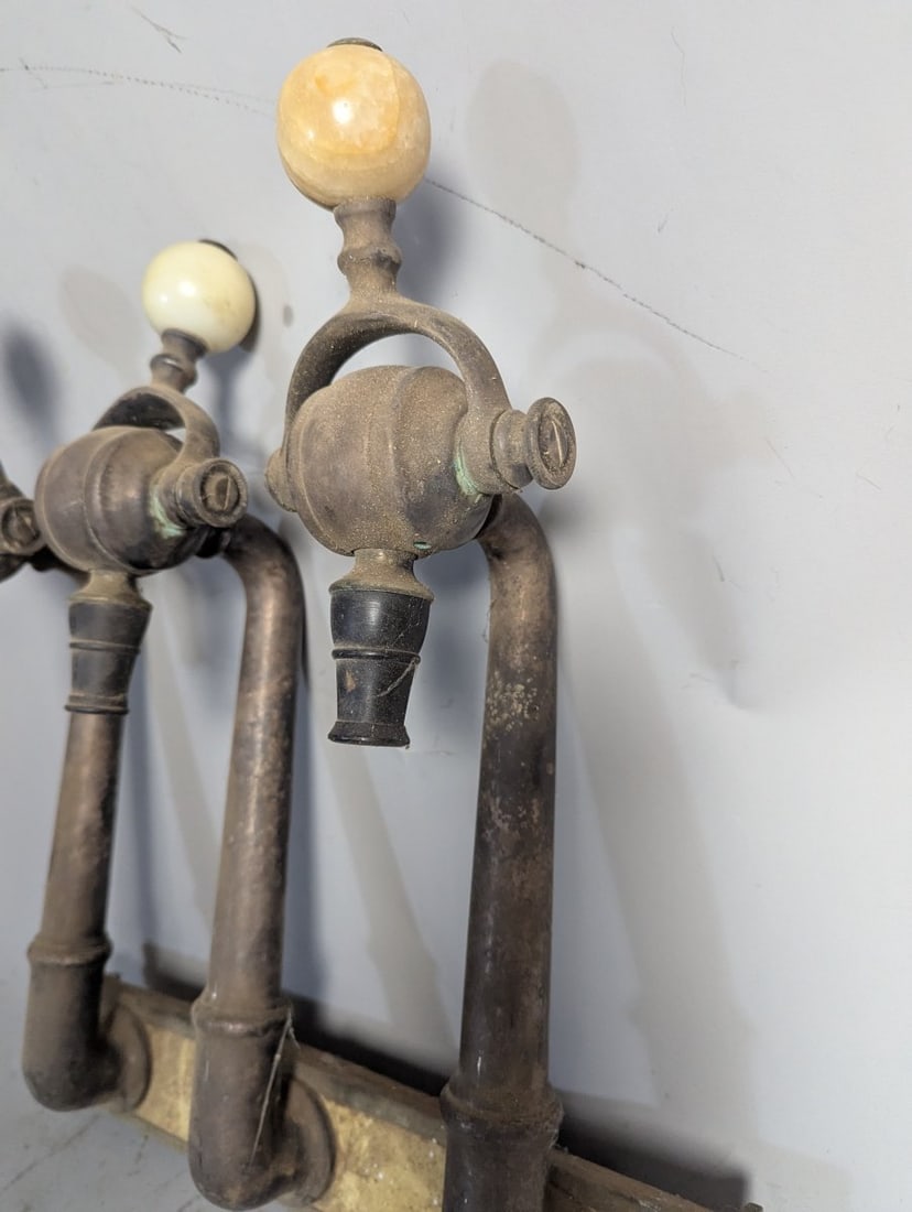 Historic Antique Ice Cream Parlor Tap Set 3 Taps Soda Fountain Dispenser - 5