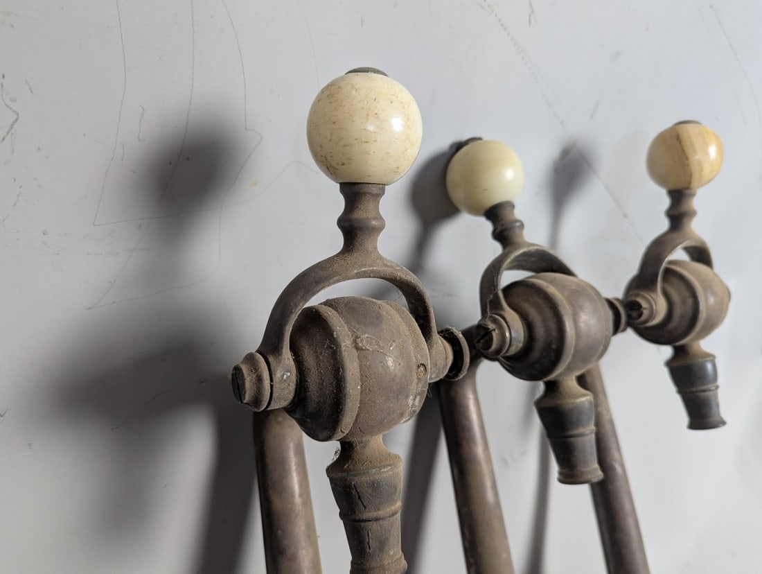 Historic Antique Ice Cream Parlor Tap Set 3 Taps Soda Fountain Dispenser - 6