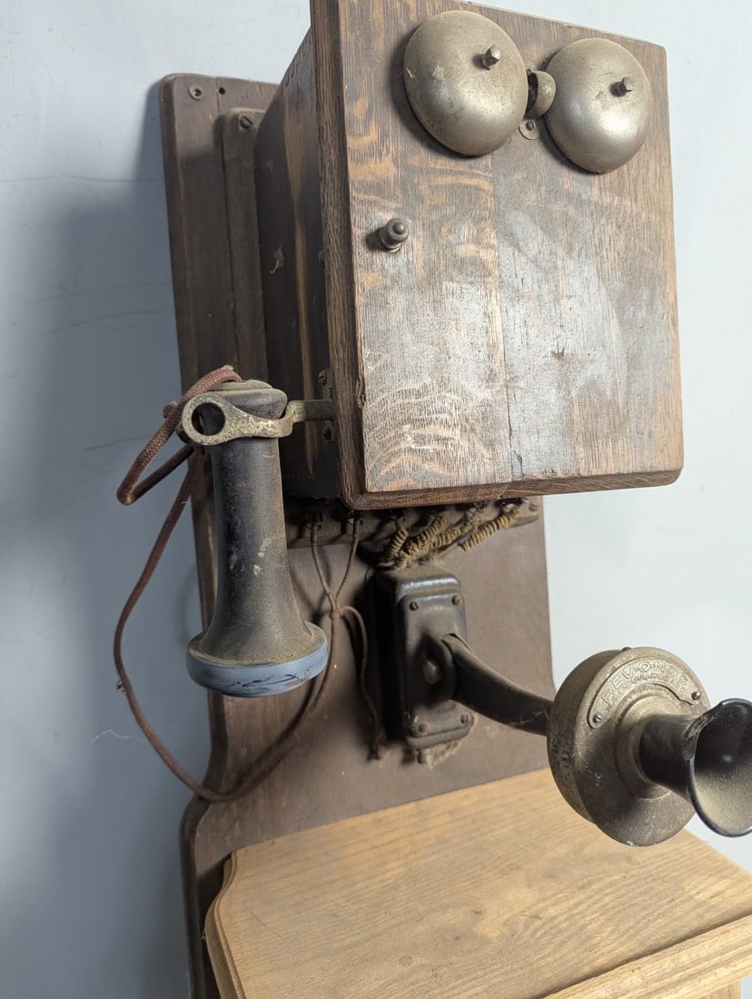 Antique Wall Telephone Rev-O-Noc Oak Collectible Decor Vintage - 2