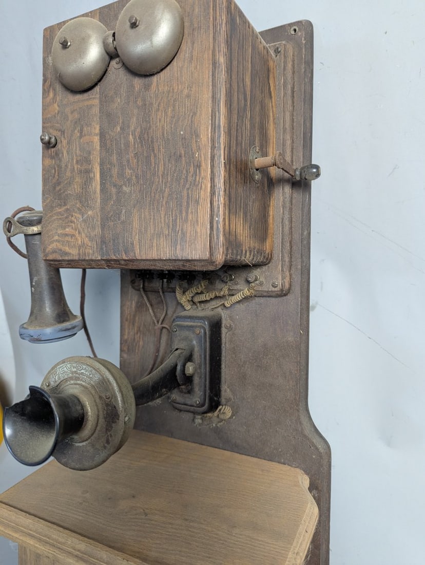 Antique Wall Telephone Rev-O-Noc Oak Collectible Decor Vintage - 3