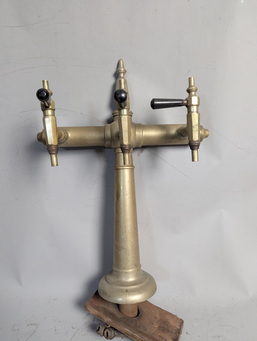 Antique Nickel Over Brass Beer Tap Tower Unique Breweriana Decor: **Important** Please read below description on how to avoid high shipping costs. Presenting an antique beer tap tower measuring 27 high x 16 x 9, constructed from nickel over brass. This striking