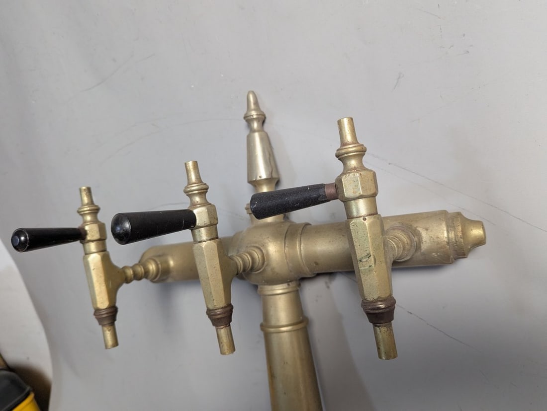 Antique Nickel Over Brass Beer Tap Tower Unique Breweriana Decor - 3