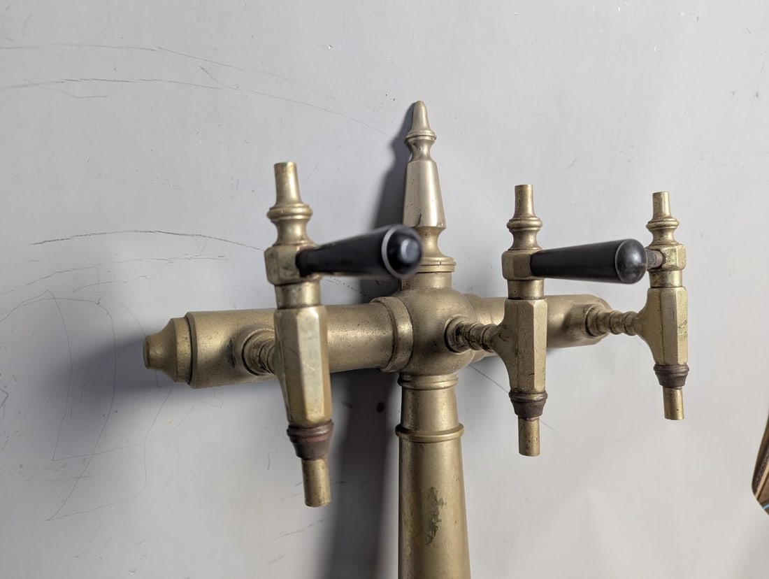 Antique Nickel Over Brass Beer Tap Tower Unique Breweriana Decor - 4