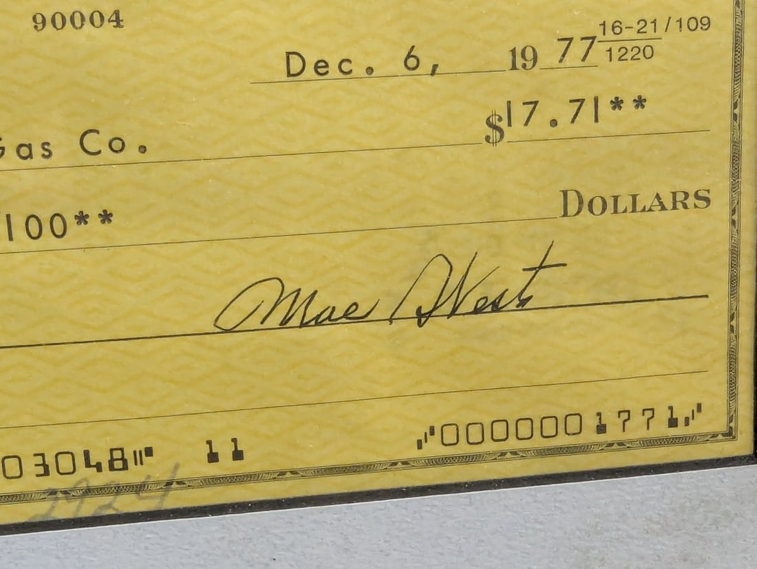 Framed Mae West Signed Check and Photograph Display Iconic Collectible - 4