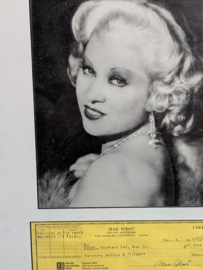 Framed Mae West Signed Check and Photograph Display Iconic Collectible - 7