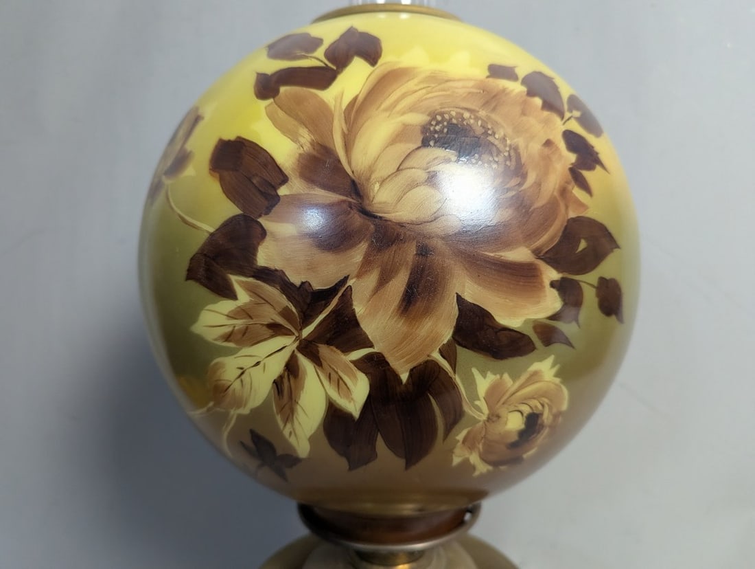 Antique Kerosene Lamp Hand Painted Floral P&A MFG Co Success Burner - 2