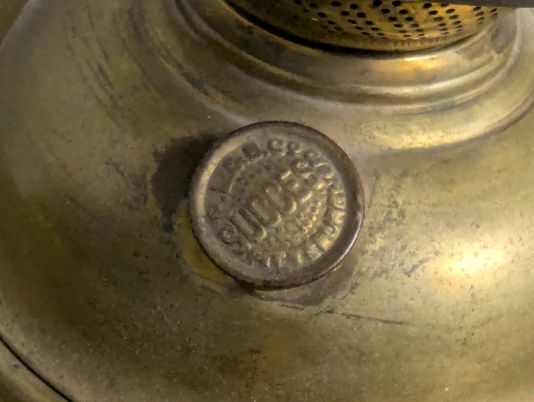 Antique Kerosene Lamp Hand Painted Floral P&A MFG Co Success Burner - 4