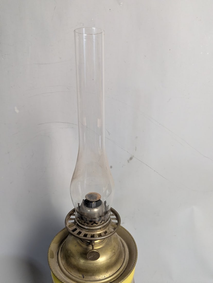 Antique Kerosene Lamp Hand Painted Floral P&A MFG Co Success Burner - 7