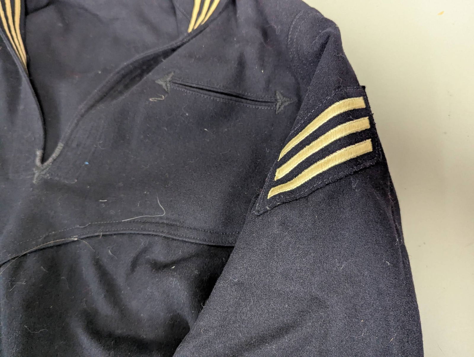 World War 2 US Navy Uniform Tops with Rank Insignias - 5