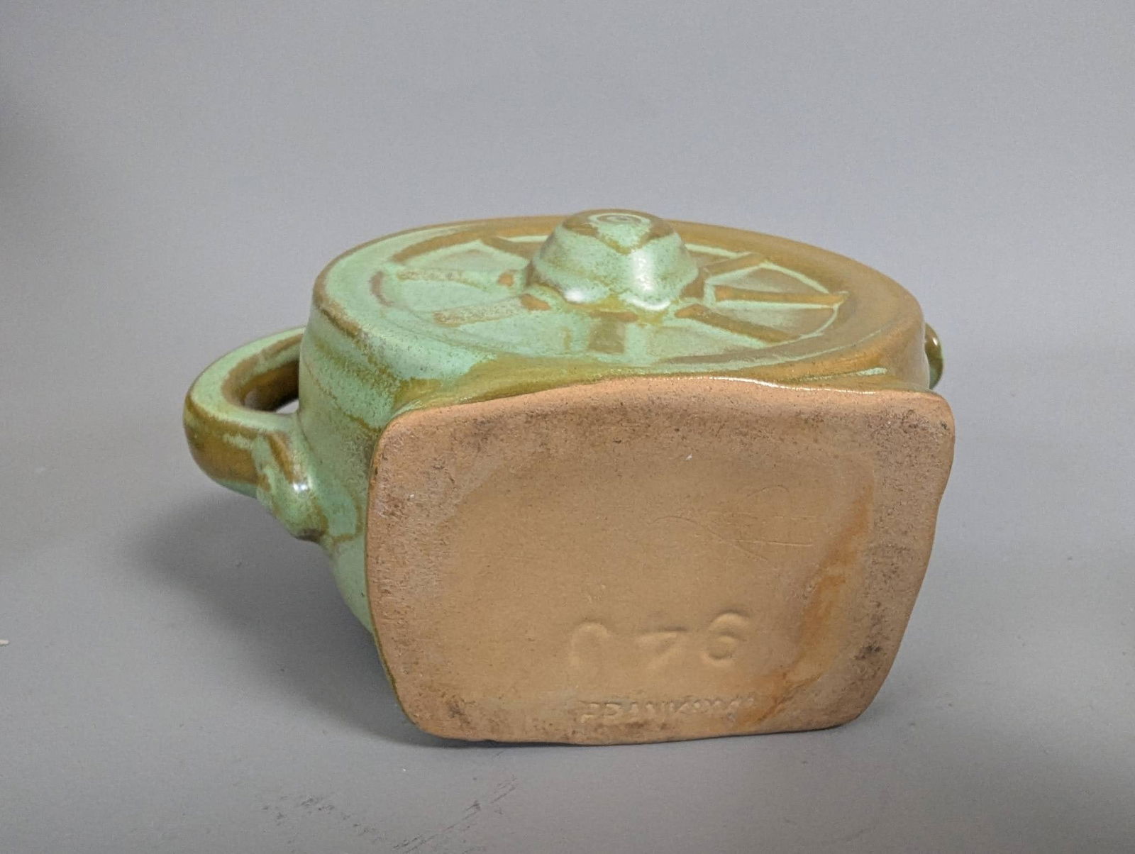 6 Art Pottery Items by Frankoma in Green and Brown Glaze - 12