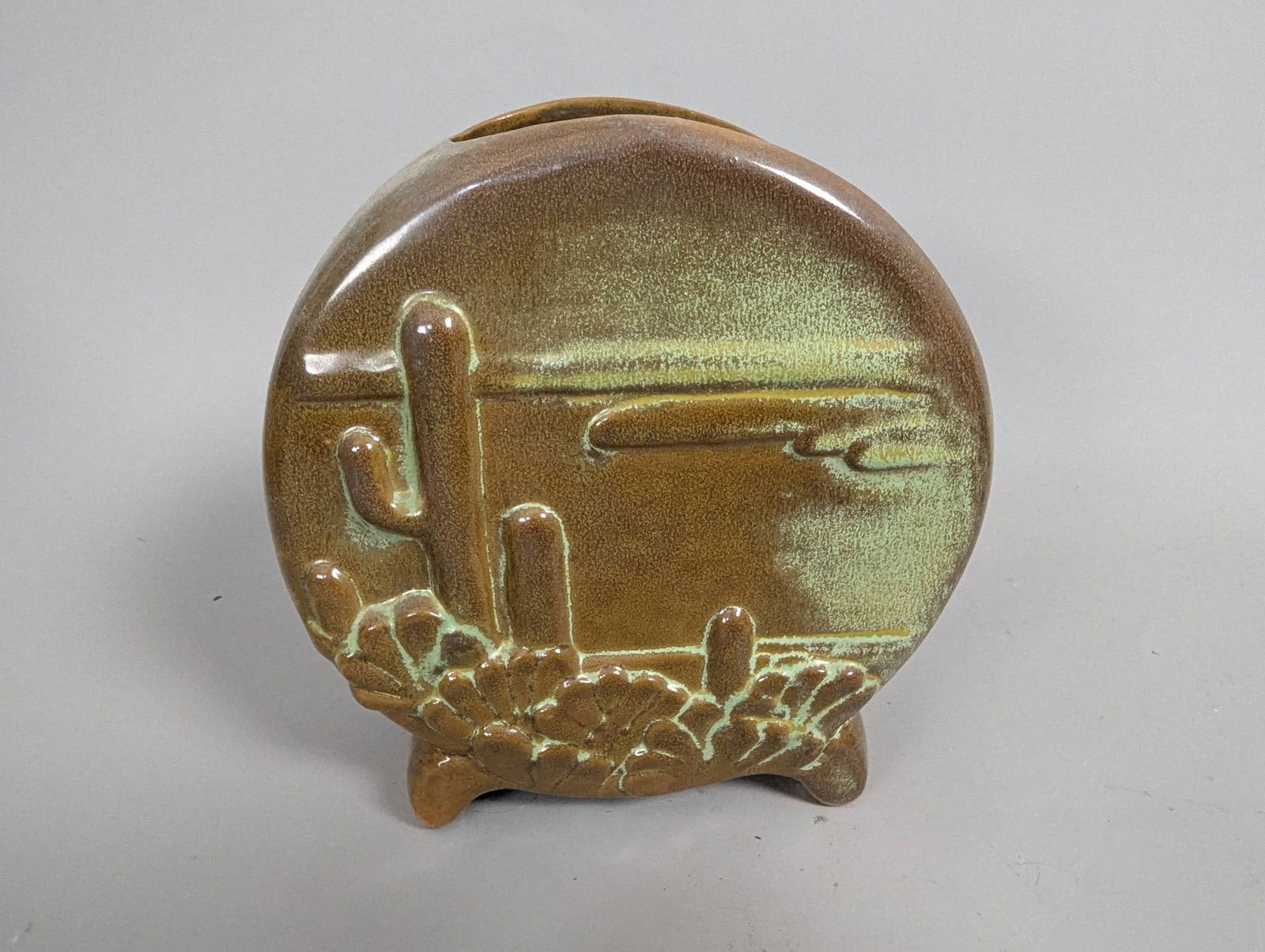 6 Art Pottery Items by Frankoma in Green and Brown Glaze - 7