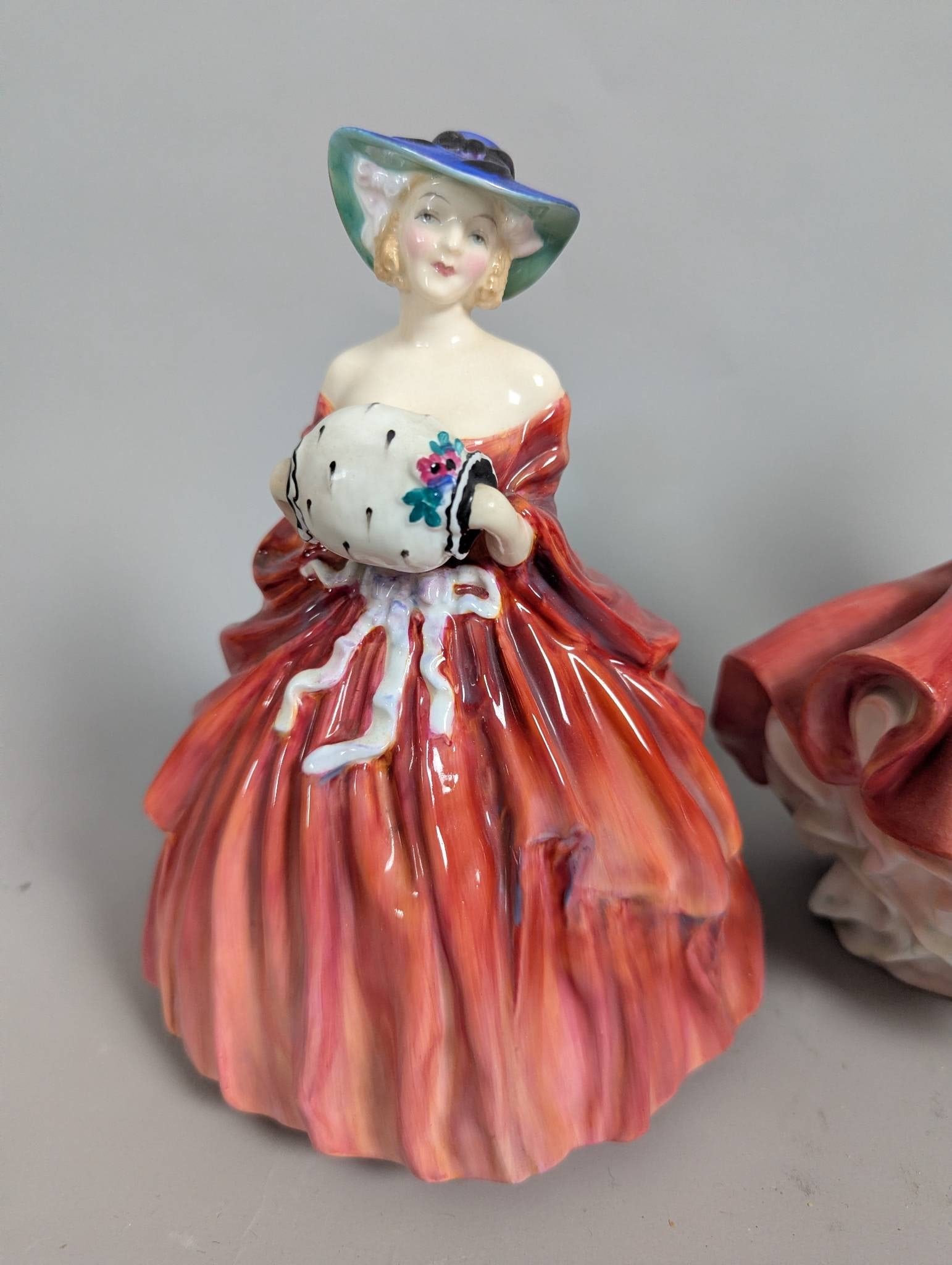 Four Royal Doulton Figurines in Red Hand-Painted Dresses - 2