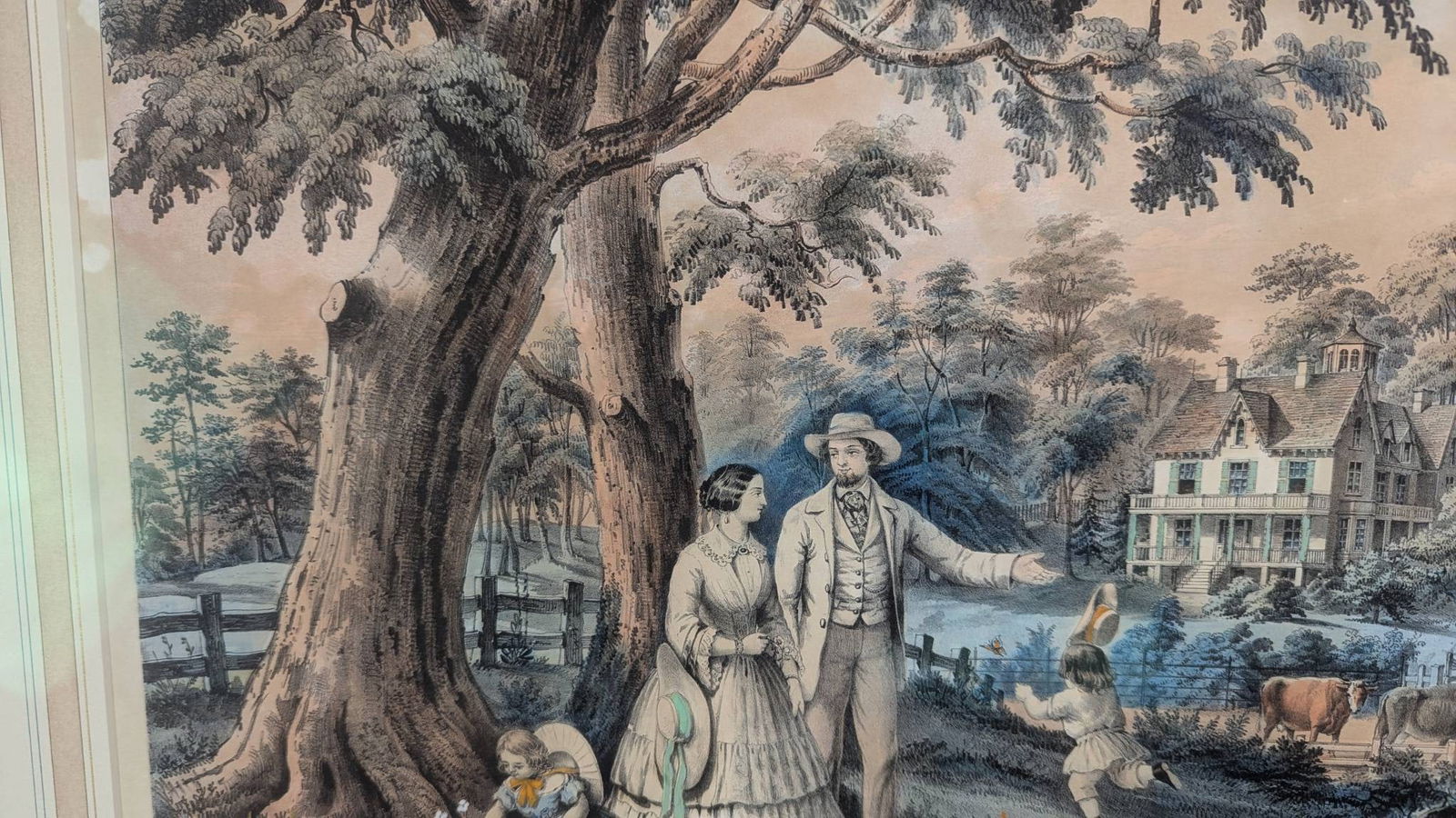 American Country Life Pastoral Evening Hand-Colored Lithograph by Currie - 5