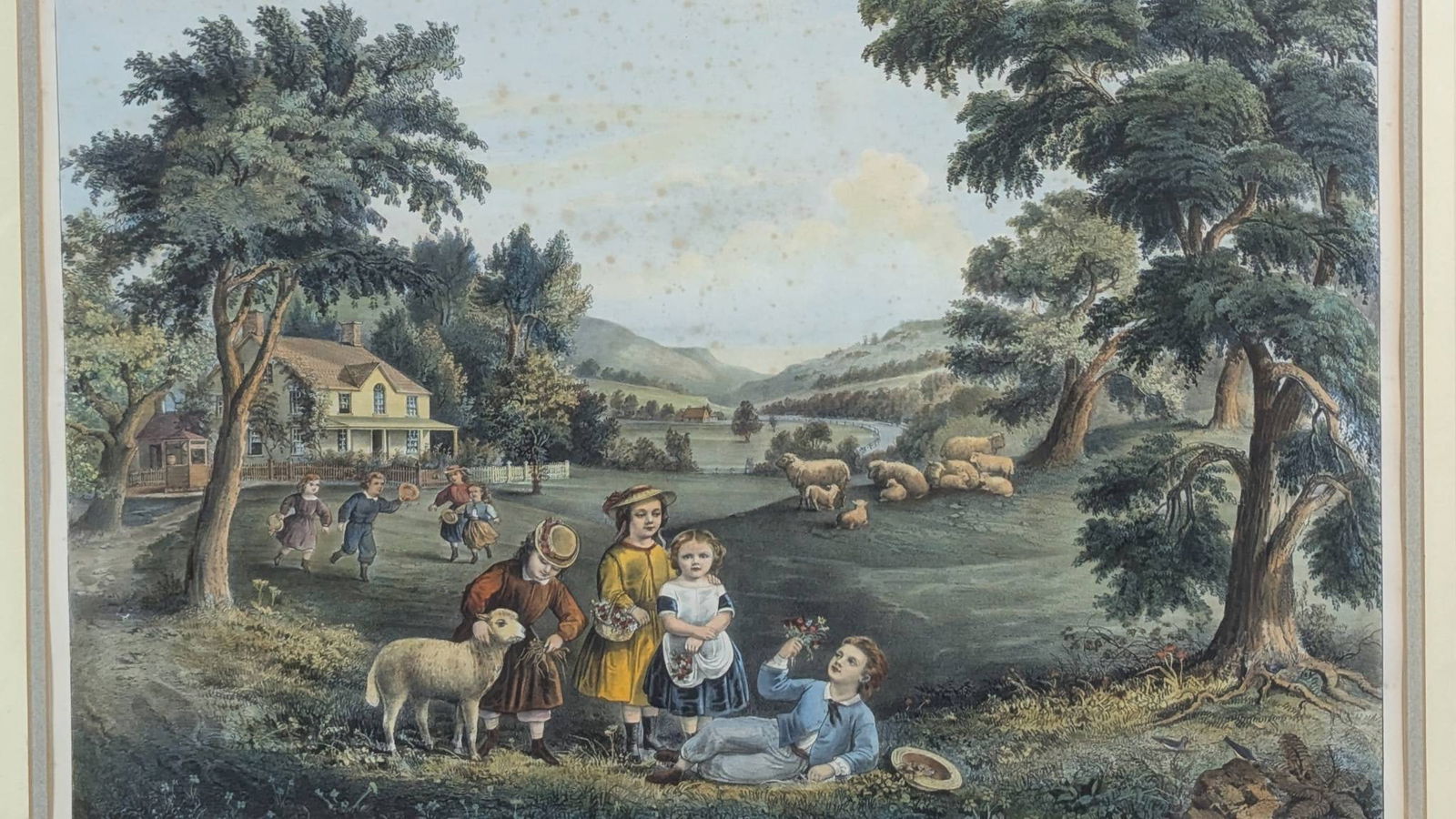 Hand Colored Lithograph by JM Ives Titled The Four Seasons of Life Childhood Currier & Ives - 2