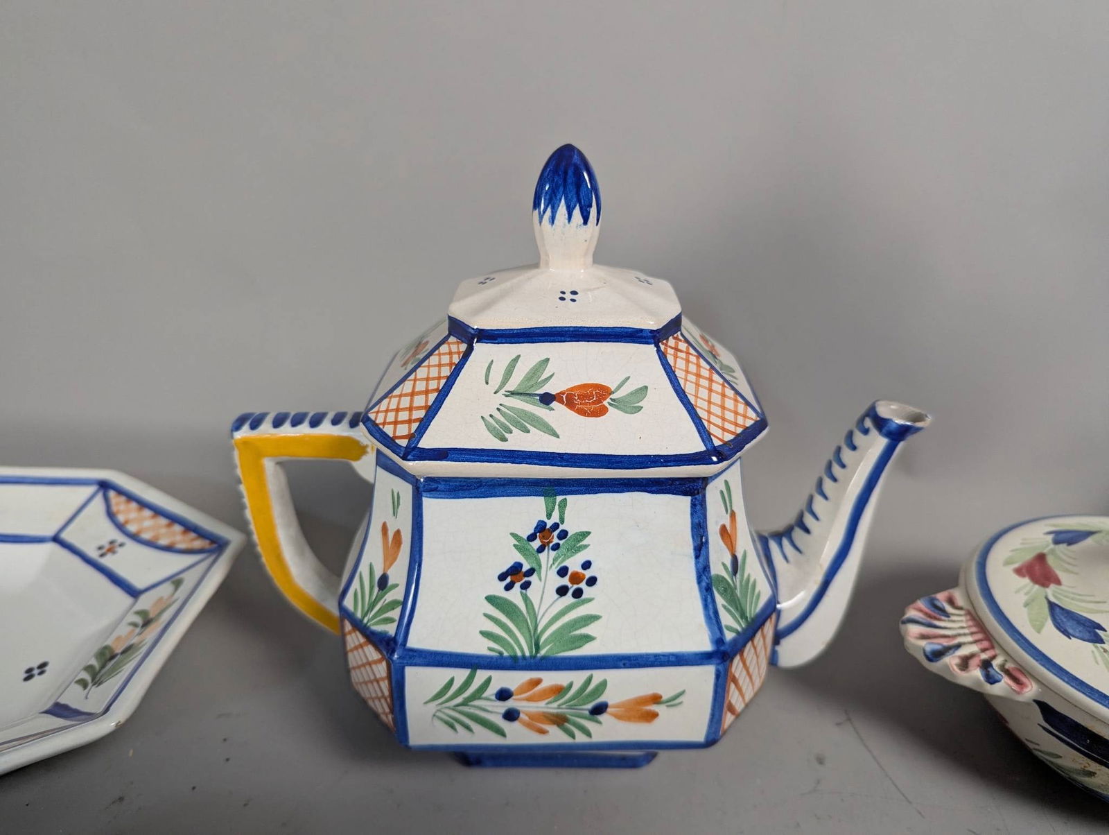 Henriot Quimper Breton Peasant Hand-Painted Faience Tea and Biscuit Service - 2