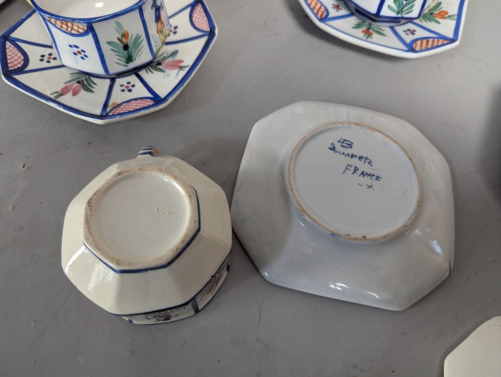 Henriot Quimper Breton Peasant Hand-Painted Faience Tea and Biscuit Service - 9