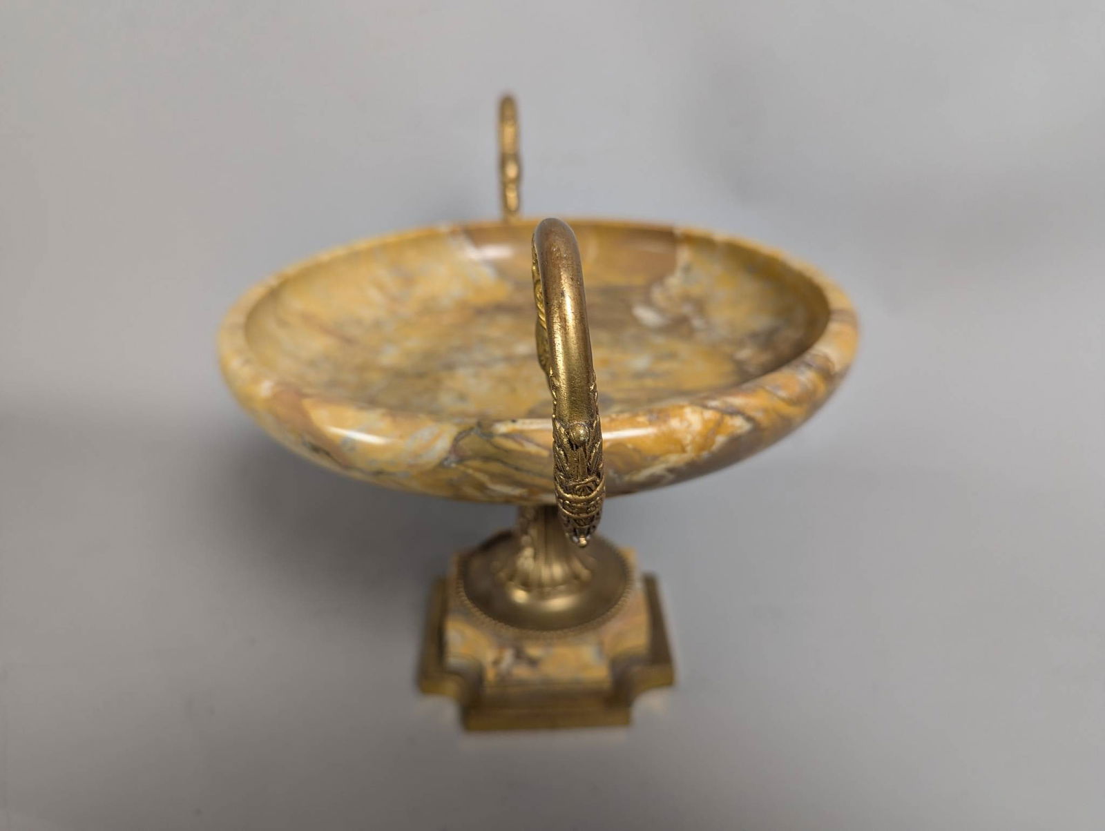 French Gilt Bronze and Marble Tazza with Swan-Form Handles - 8