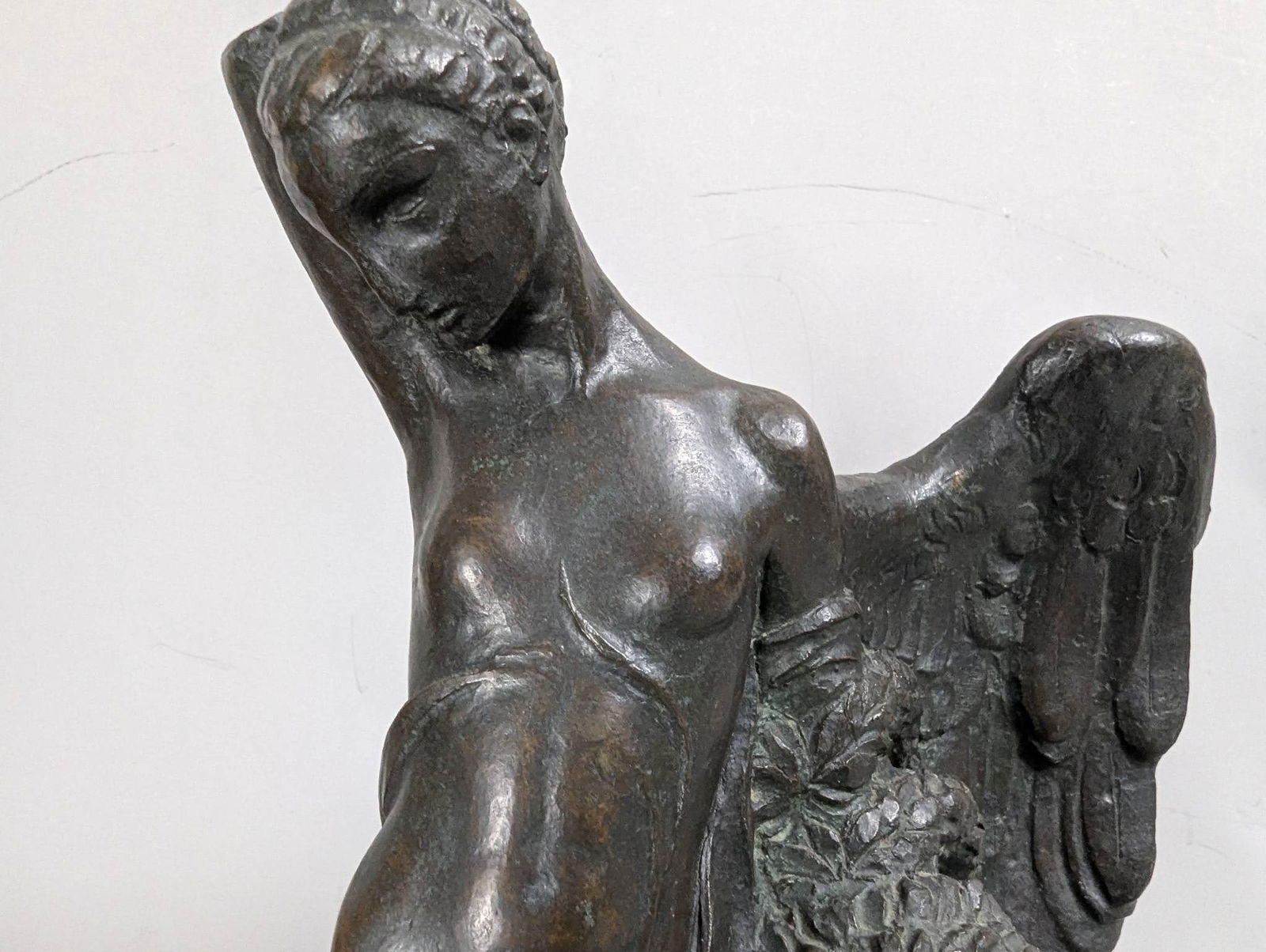 Signed Bronze Angel Sculpture on Marble Base - 2