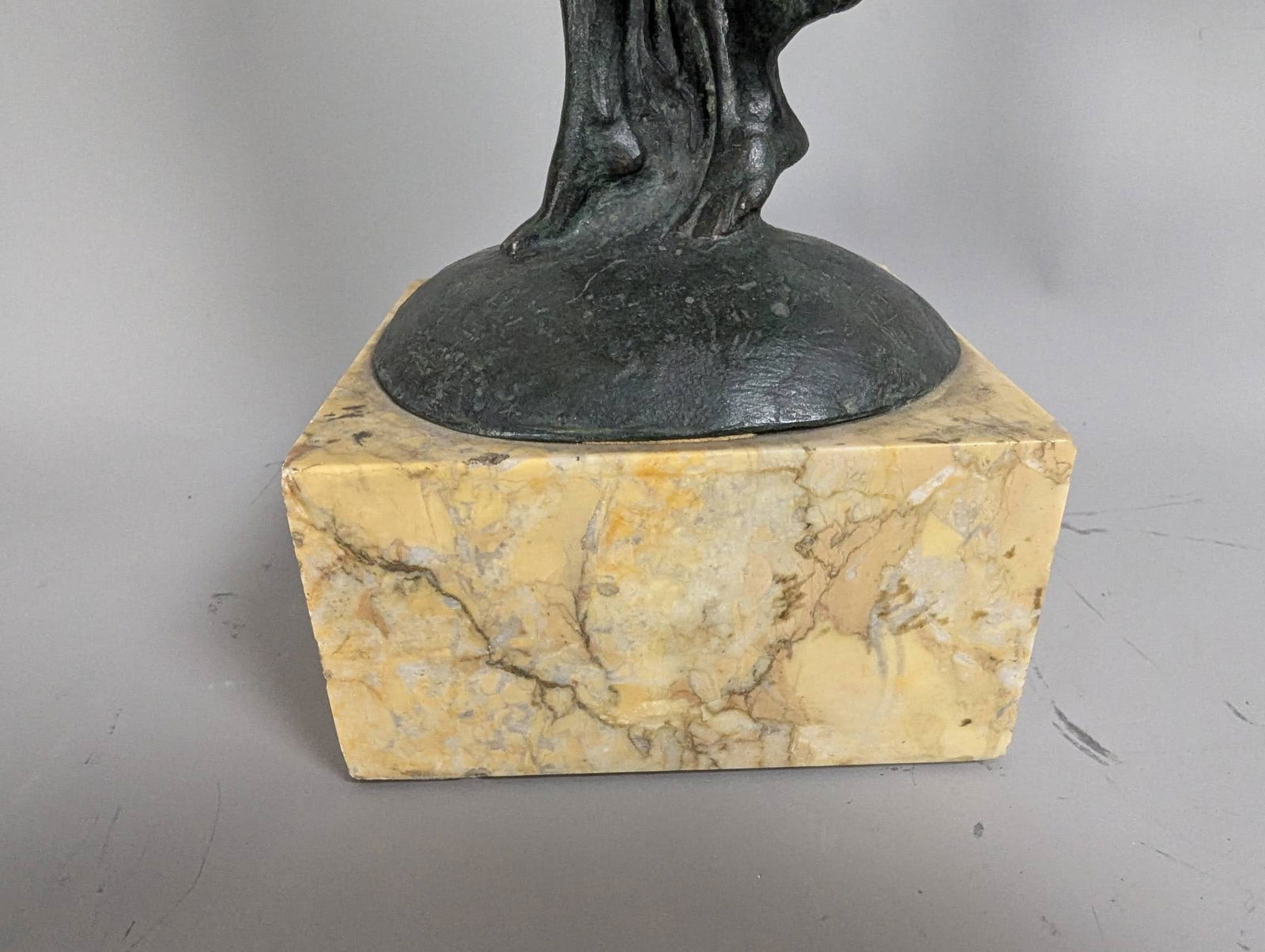 Signed Bronze Angel Sculpture on Marble Base - 9