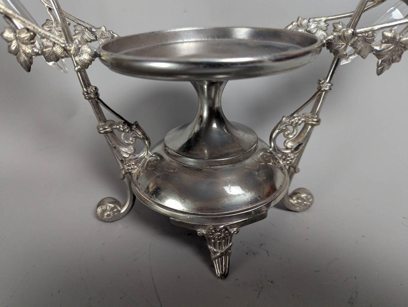 Silver Plate Epergne with Glass Inserts - 2