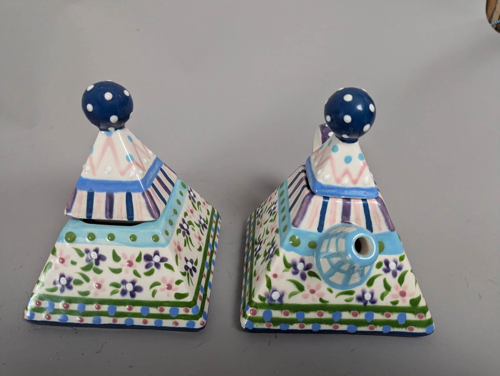 Hand-Painted Ceramic Pyramid-Shaped Teapot and Sugar Jar Jad-6-2000 - 2